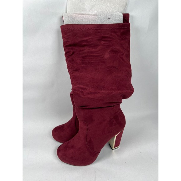 Torrid 11W Sexy Wine Gold Wide Over the Knee Platform High Heel Boots Excellent! - Picture 3 of 12